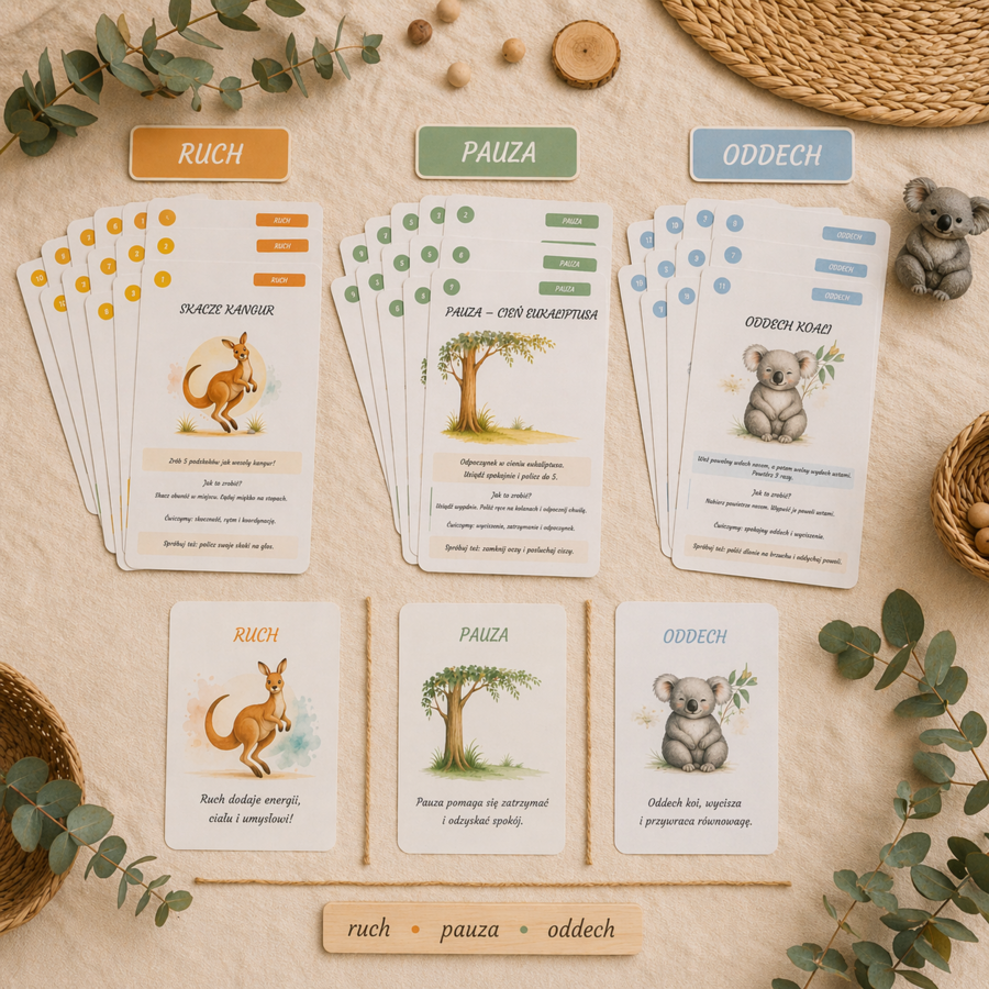 Skacze kangur – zestaw kart ruchowych