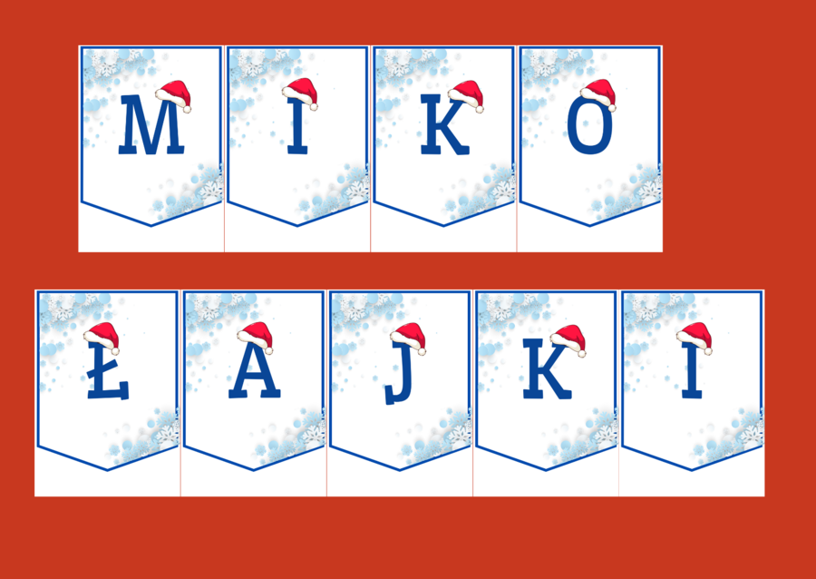 MIKOŁAJKI – Mikołaj – Boże Narodzenie – GIRLANDA – biblioteka – świetlica – przedszkole – gazetka – wersja 4