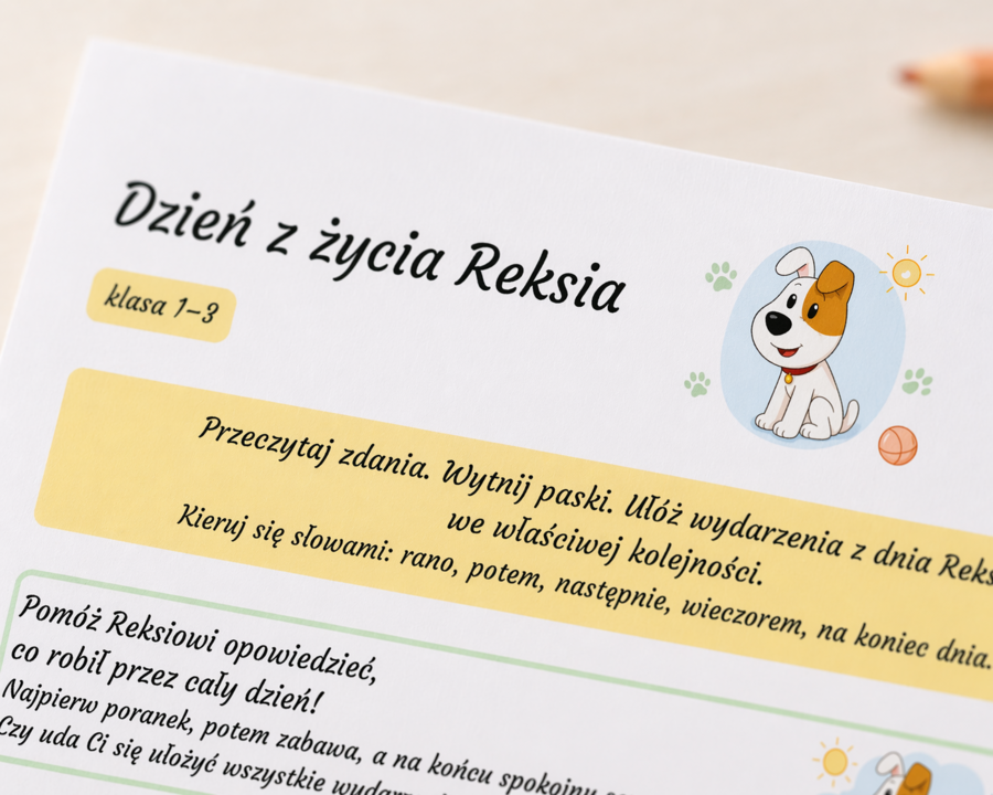 Dzień z życia Reksia. Układanie wydarzeń.