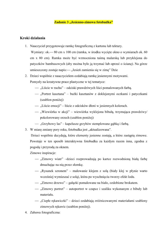 "Od liścia do śnieżynki"- projekt przyrodniczy dla przedszkoli i klas 1-3