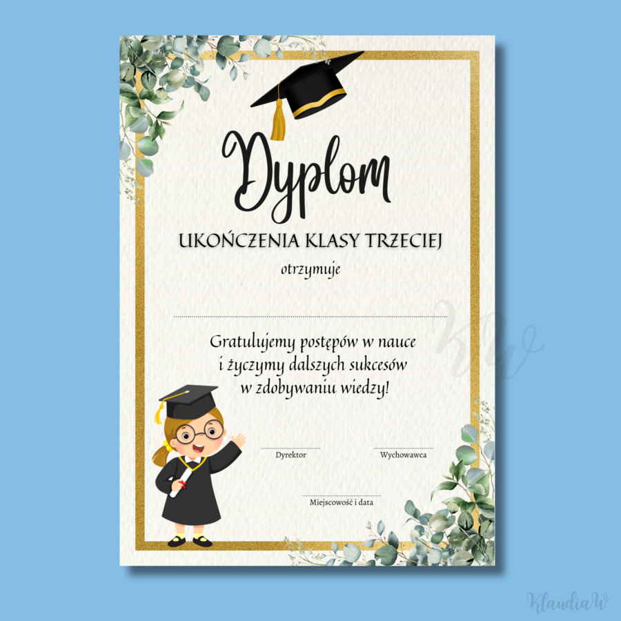 Dyplomy Ukończenia Klasy Trzeciej - zestaw
