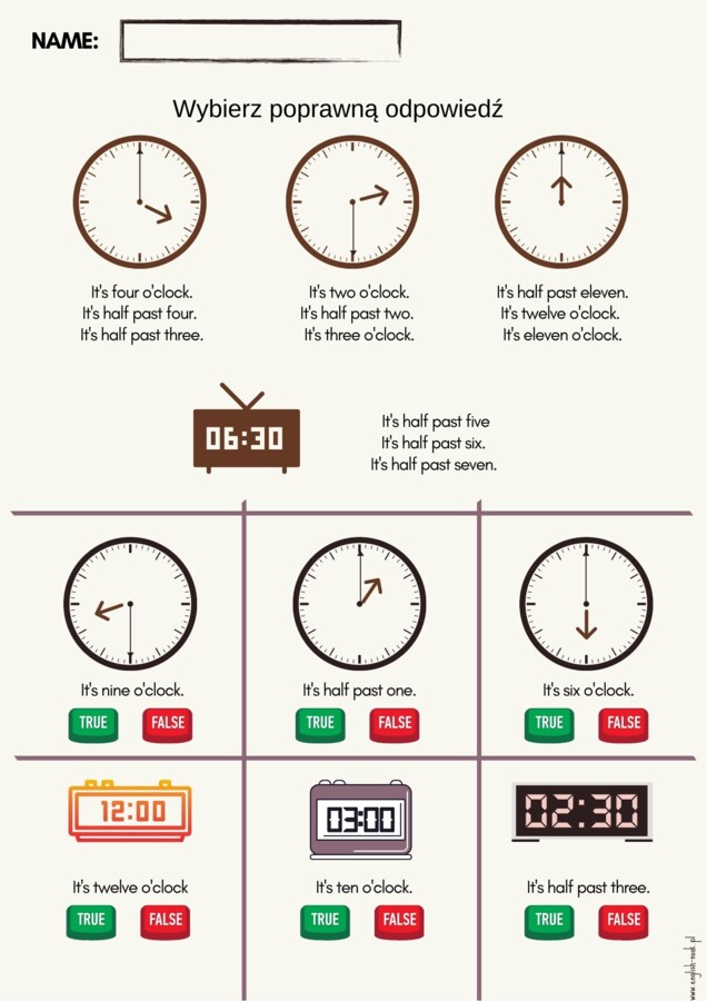 Angielski. What time is it?