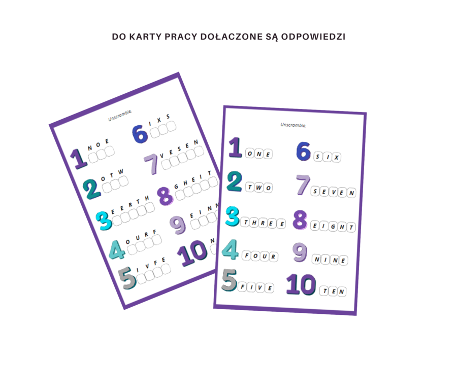 Number Advenure 1-10 - zestaw do nauki liczb 1-10 po angielsku, czytanie, pisanie, dodawanie i odejmowane w zakresie 10, karty pracy, karty obrazkowe, karty wyrazowe , numbers,