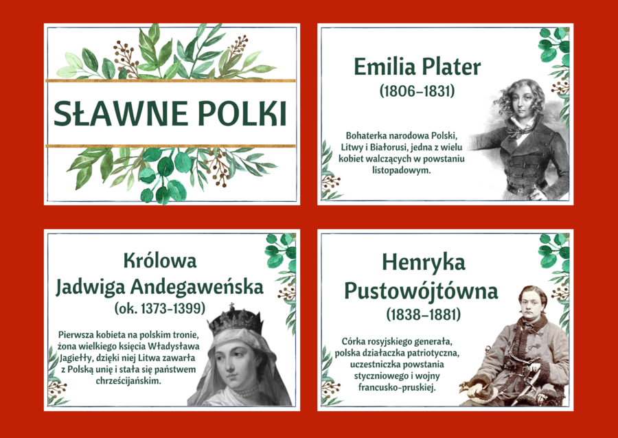 DZIEŃ KOBIET – – gazetka – SŁAWNE POLKI – biblioteka – świetlica – 24 strony – wersja 4