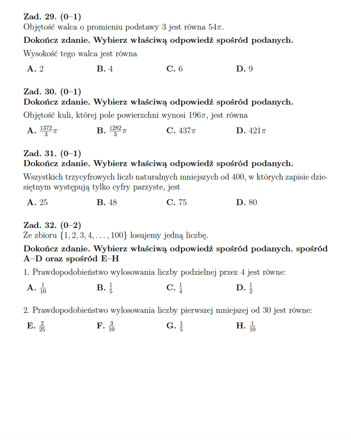 Arkusz maturalny nr 5 z matematyki