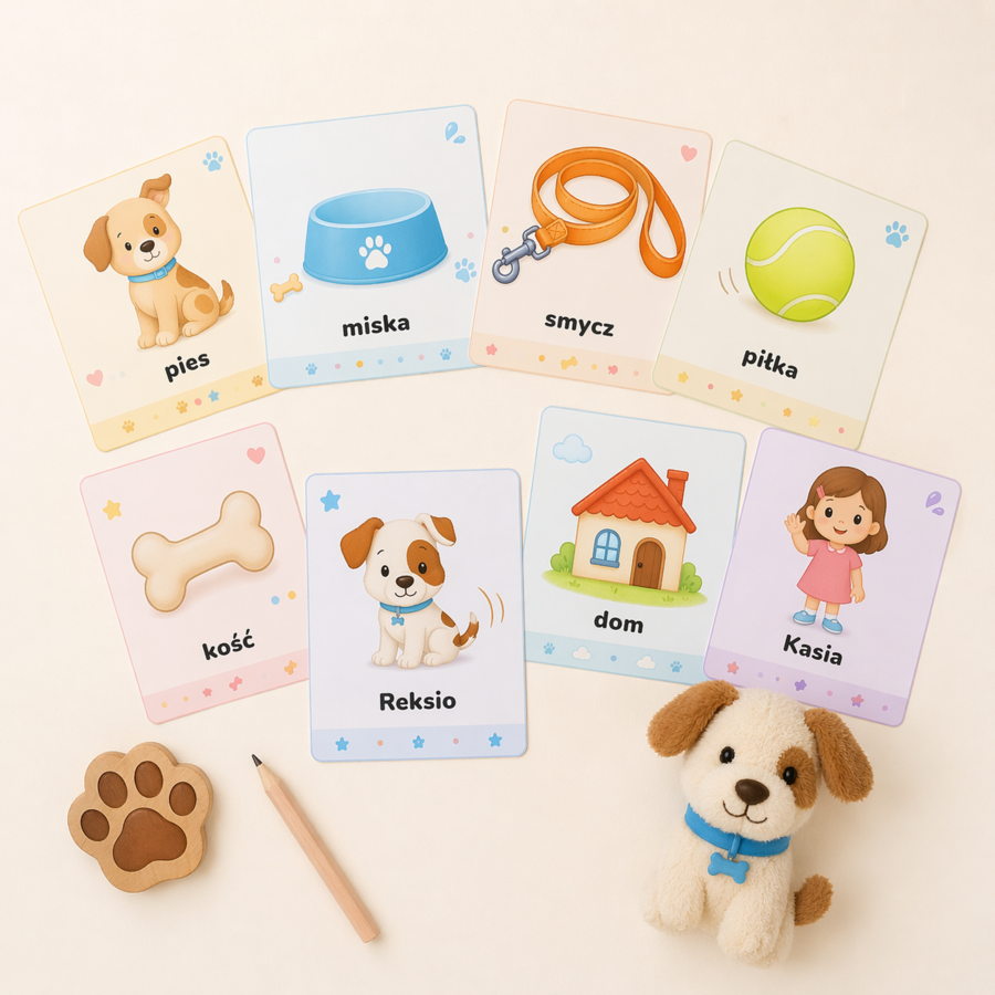 Miska, smycz, legowisko – pierwsze słowa o piesku