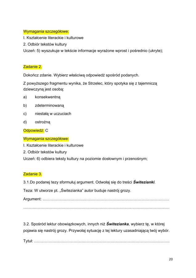 Egzamin ósmoklasisty - zadania z języka polskiego