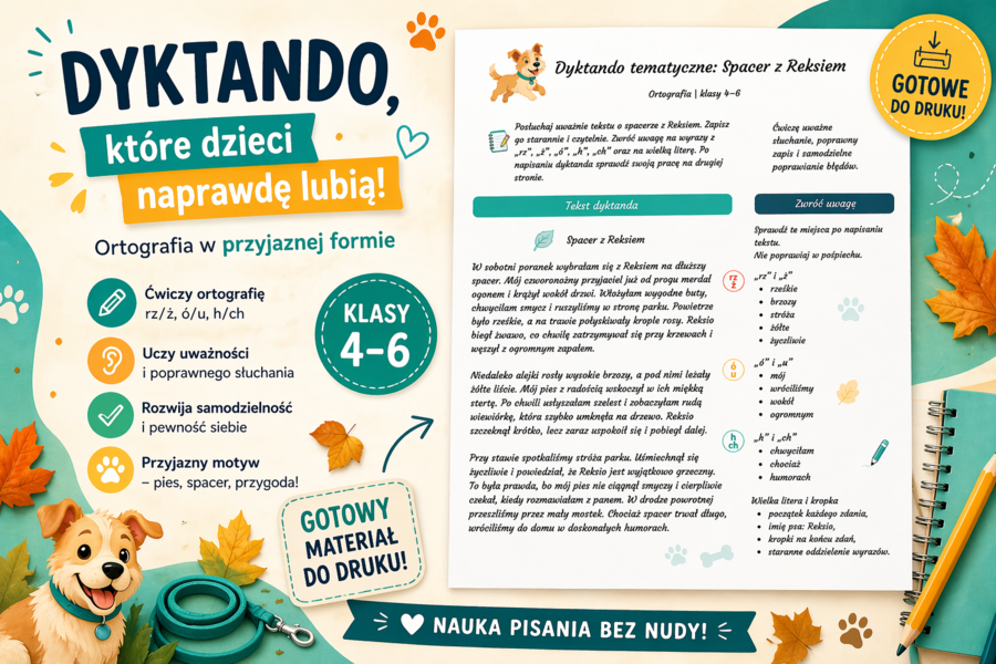 Dyktando tematyczne: Spacer z Reksiem