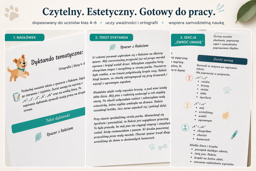 Dyktando tematyczne: Spacer z Reksiem