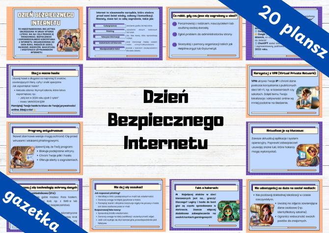 Dzień Bezpiecznego Internetu - gazetka, 20 plansz