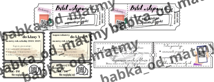 Bilety, kupony, talony na rozpoczęcie roku szkolnego!