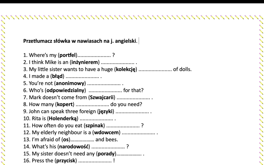 Turbo powtórka ze słownictwa przed egzaminem ósmoklasisty/ maturą-aż 70 ZDAŃ z lukami z kluczem