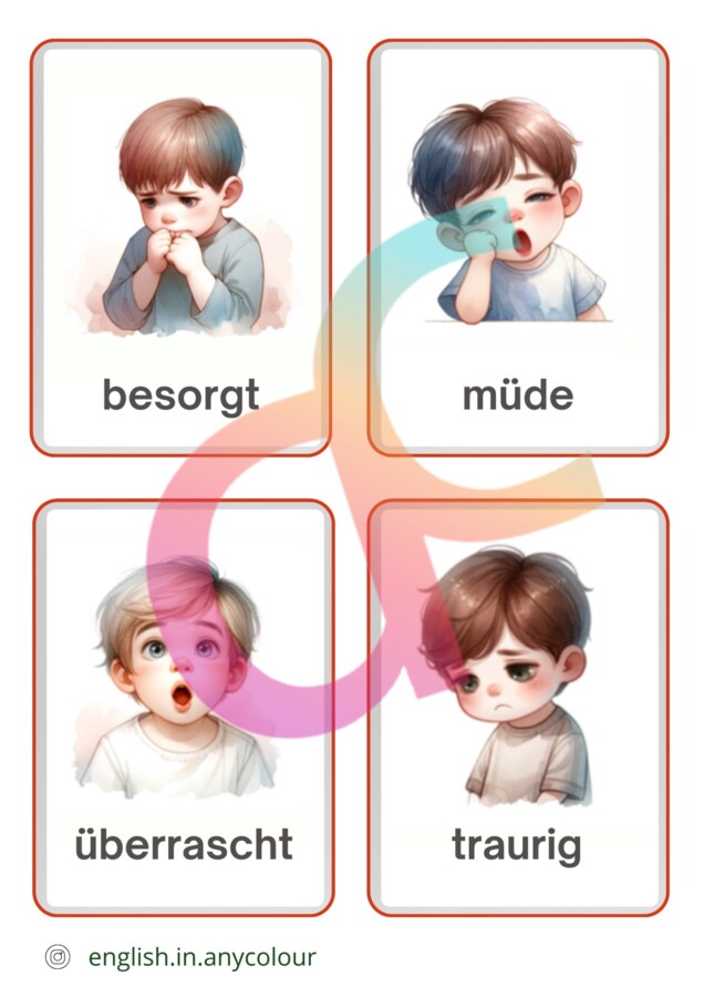 Niemiecki - Angielski Gefühle - Uczucia w języku niemieckim dla uczniów z wykładowym angielskim