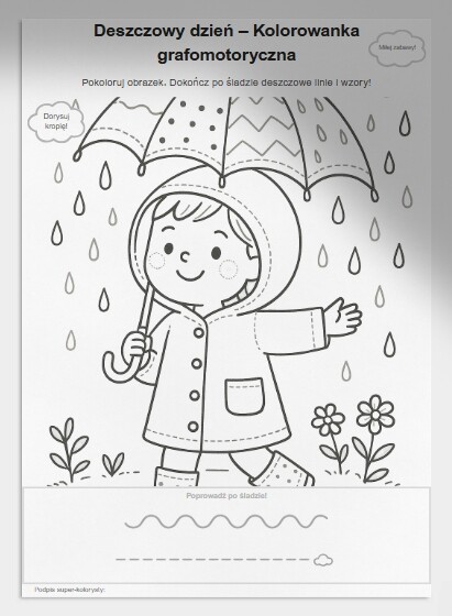 Kolorowanki tematyczne: „Deszczowy dzień”