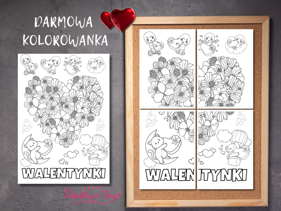 DARMOWA KOLOROWANKA WALENTYNKOWA