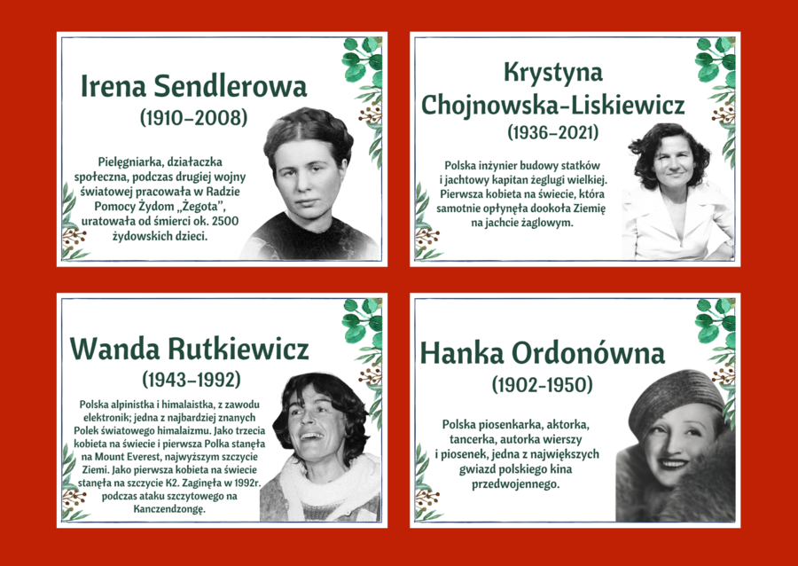 DZIEŃ KOBIET – – gazetka – SŁAWNE POLKI – biblioteka – świetlica – 24 strony – wersja 4