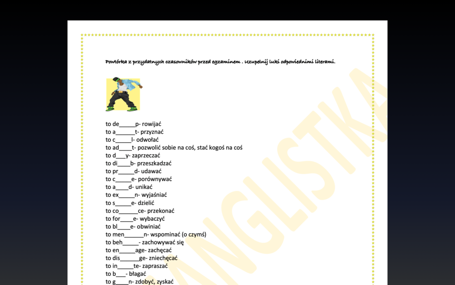 Mega powtórka z przydatnych czasowników! PONAD 100 wyrazów z kluczem EGZAMIN ÓSMOKLASISTY I NIE TYLKO