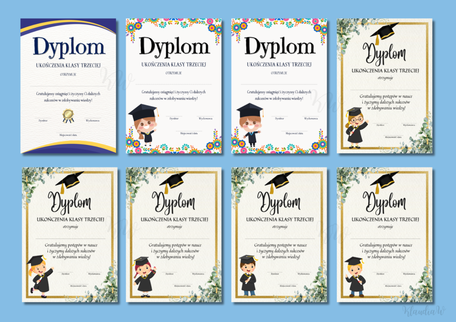 Dyplomy Ukończenia Klasy Trzeciej - zestaw