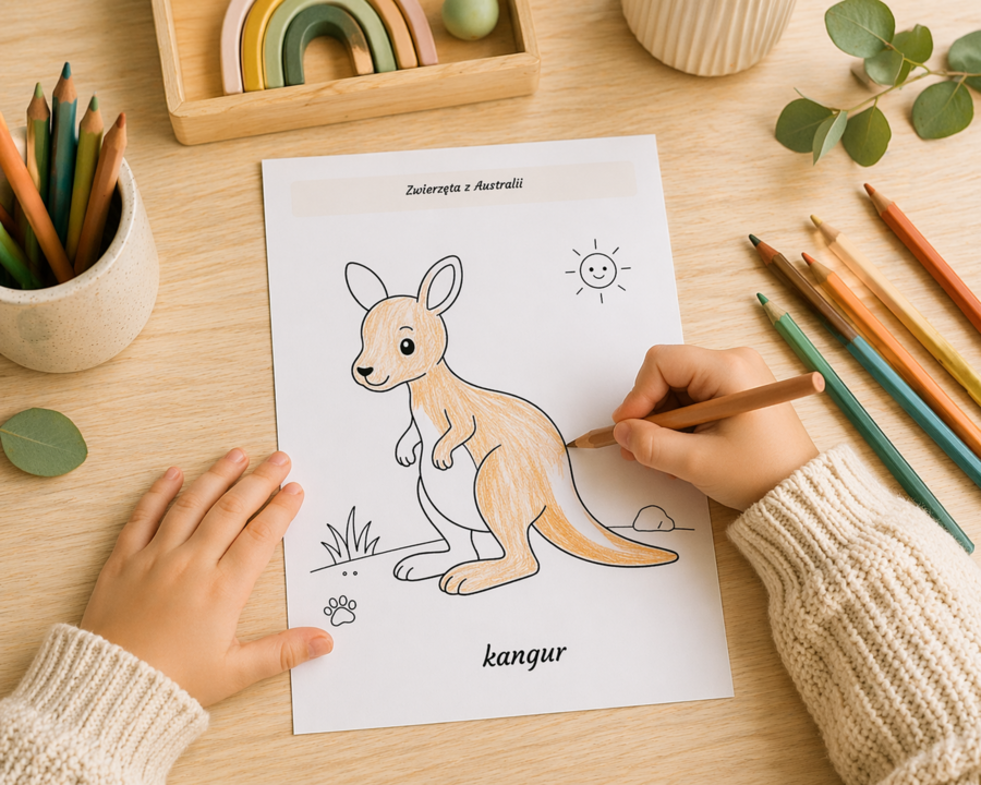 Kolorowanka: Zwierzęta z Australii