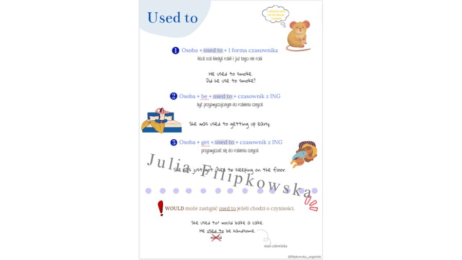 Used to/ Get used to/ Be used to/ Teoria/ Theory/ Gramatyka/ Grammar/ English Grammar/ Matura/ Notatka/ SP 7-8/ SP 8/ Klasy 7-8/ Klasa 8/ Liceum/ LO