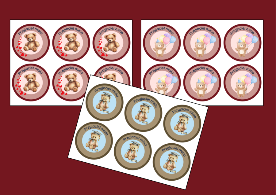 DZIEŃ PLUSZOWEGO MISIA – medale – 3 wersje – biblioteka – świetlica – przedszkole