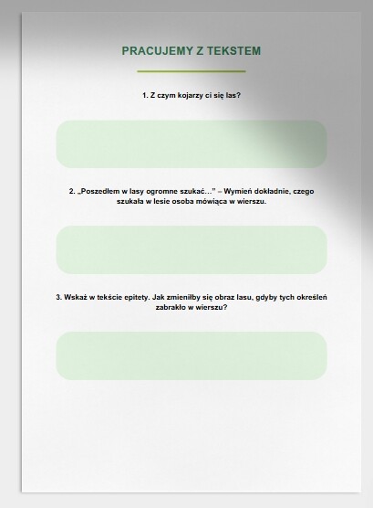 O lasach. Ks. Jan Twardowski. Zadania do wiersza.
