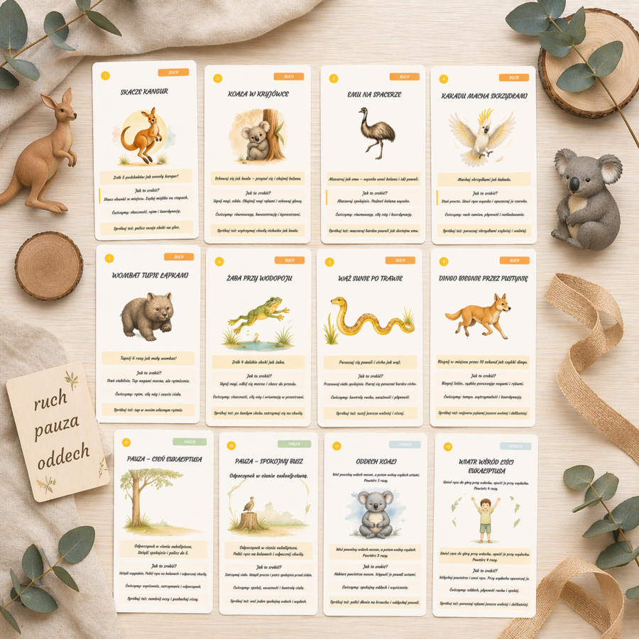 Skacze kangur – zestaw kart ruchowych