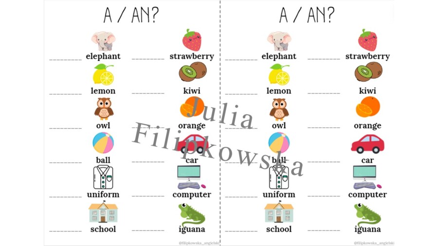 A an/ a i an/ Gra/ Zestaw zadań/ karta pracy/ zadania/ słownictwo/ Klasy 1-3/ SP 1-3/ Dzieci/ Gotowa lekcja