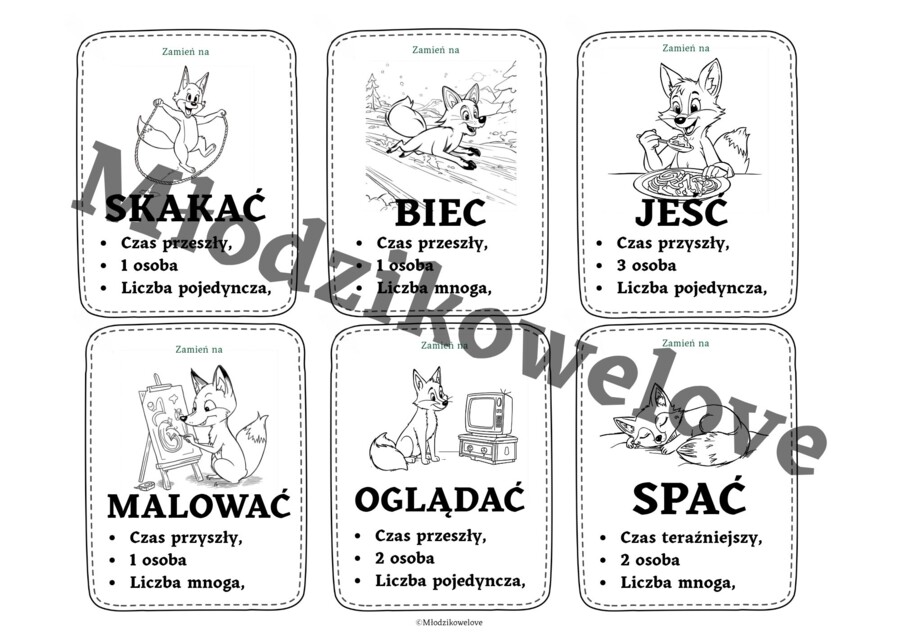 Co robi lisek- twórcze zdania i zabawy z czasownikiem część 3