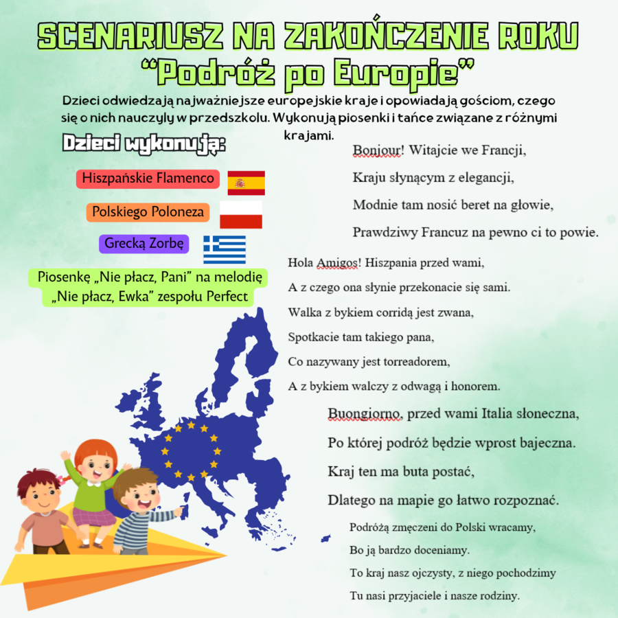 Scenariusz na Zakończenie Przedszkola "Podróż po Europie"