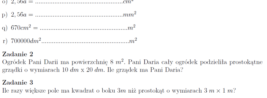 Zależności między jednostkami pola - karta pracy