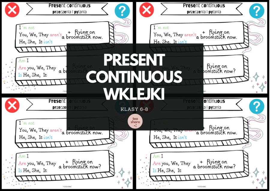 PRESENT CONTINUOUS - wklejki dla klas 6-8