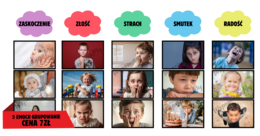 KARTY DLA PRZEDSZKOLAKÓW 5 emocji dopasowanie mimiki twarzy radość, smutek, złość, zaskoczenie, strach PSYCHOLOG/PEDAGOG/REWALIDACJA/AUTYZM