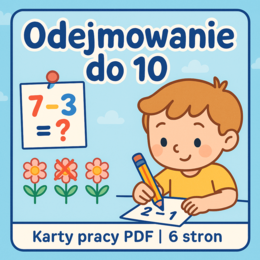 Odejmowanie w zakresie do 10. Karta pracy. Sprawdzian