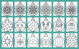 Świąteczne Kolorowanki – 18 Bombek do Druku (PDF + JPG, A4)