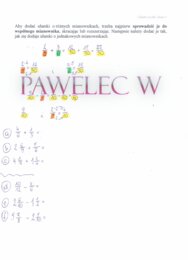 Dodawanie ułamków zwykłych o różnych mianownikach - plakat z wyjaśnieniem i przykładami