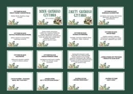 DZIEŃ GŁOŚNEGO CZYTANIA – gazetka – biblioteka – ZALETY GŁOŚNEGO CZYTANIA – dekoracja - wersja 2