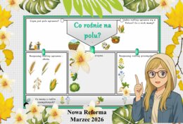 Karta pracy z przyrody do klasy 4 "Co rośnie na polu?". Przygotowana na podstawie podręcznika „Odkrywam przyrodę” wydawnictwa Nowa Era. Dział "Życie na lądzie".
