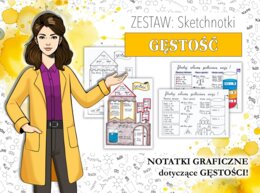 Chemia/Fizyka. Klasa 7. Gęstość. Eksperyment. Doświadczenie. Sketchnotka/notatka graficzna. Karta pracy. Zadanie.