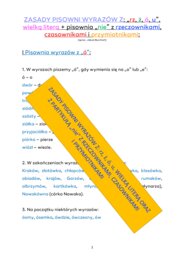 Zasady pisowni wyrazów z: rz, ż, ó, u, wielką literą oraz pisownie wyrazów "nie" z rzeczownikami, czasownikami i przymiotnikami