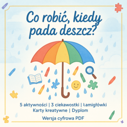 Kolorowanka: „Co można robić, kiedy pada deszcz?”