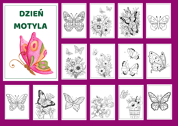 DZIEŃ MOTYLA – Galeria portretów – kolorowanka – kolorowanki – WIOSNA – biblioteka – świetlica – przedszkole – 49 wersji