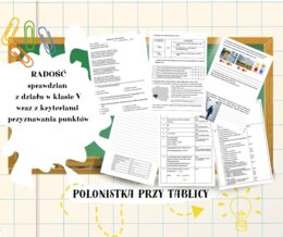 Sprawdzian z odpowiedziami do rozdziału VII pt. RADOŚĆ do podręcznika wydawnictwa WSiP „Zamieńmy słowo” dla klasy 5
