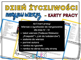 21 listopada Światowy Dzień Życzliwości i Pozdrowień / Tydzień Życzliwości - karty pracy - Narysuj wiersz - konkurs - Różewicz "Przepaść", "List do ludożerców"