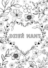 Dzień Mamy, kartka składana do pokolorowania dla mamy, kolorowanka XXL