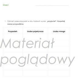 Deklinacja - karta kontrolna (odmiana przez przypadki) 2 grupy