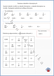 Zamiana ułamków dziesiętnych - kodowanka