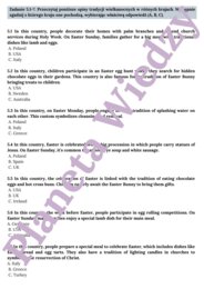 WIELKANOCNA KARTA PRACY- EASTER WORKSHEET_KLASY 4-8: SŁOWNICTWO WIELKANOCNE, ZWYCZJE POLSKIE I BRTYJSKIE, QUIZ O ZWYCZAJACH WIELKANOCNYCH NA ŚWIECIE + ODPOWIEDZI
