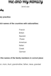 Me and my family Level 1