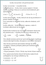 Liczby rzeczywiste i ich porównywanie - notatka